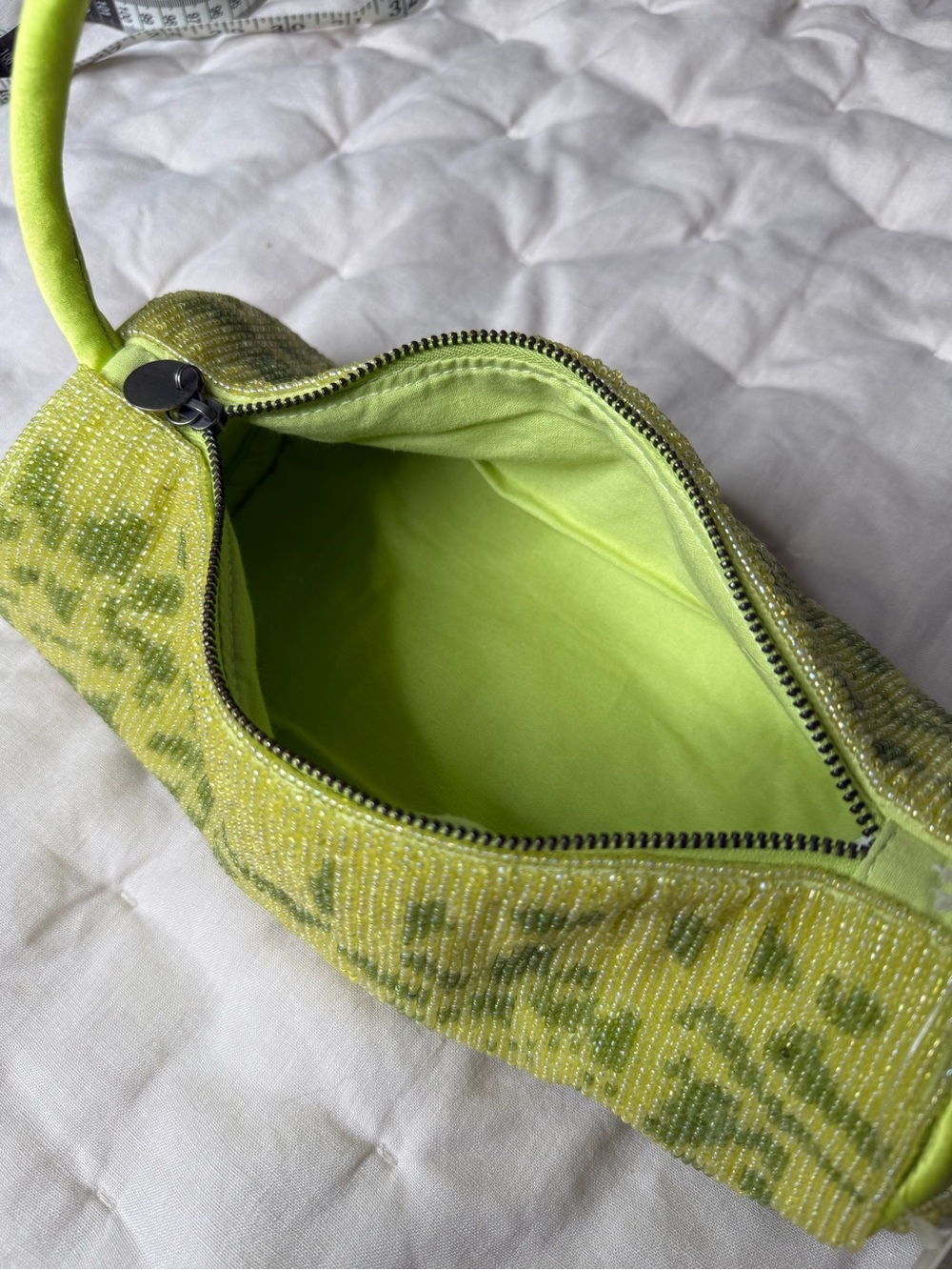 Free People Bailey Beaded Barrel Shoulder Handbag Purse Lime Green - NWT - Picture 7 of 10